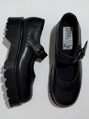 Vintage Dr. Martens England Black Buckle Envy Platform Babydoll Mary Janes UK 8